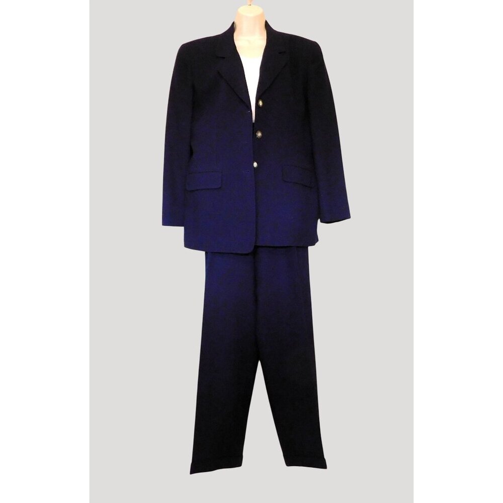 Jones New York Suit Blazer Pants Set Womens Size 14 Dark Purple Lined Wool